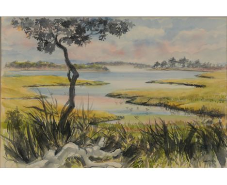 * EVE CHANTLER (20th Century) 'Upton Park from the Hide' signed lower right, watercolour, 35cm x 52cmProvenance: The Collecti