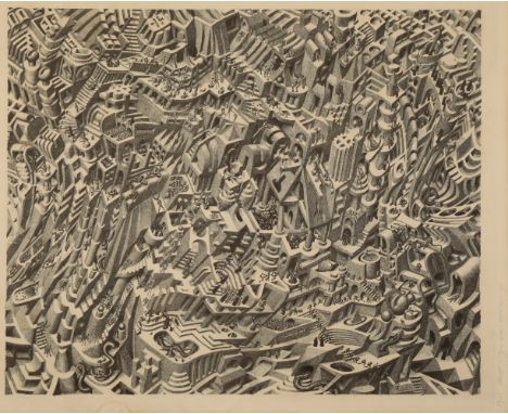 *CHRIS CRABTREE (B. 1948) 'Great City' signed, dated 75 and numbered 13/45 in pencil to the margin, lithograph, the image 52c