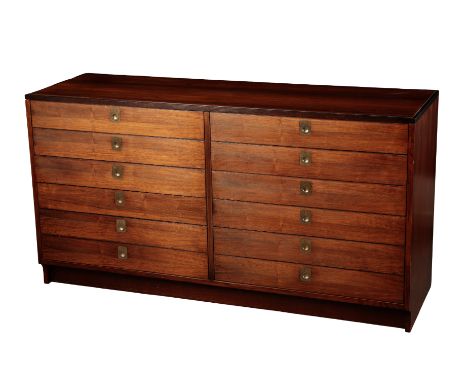 ARCHIE SHINE DESIGN FOR HEAL FURNITURE: A ROSEWOOD CHEST OF DRAWERS the rectangular top above twelve short drawers each with 