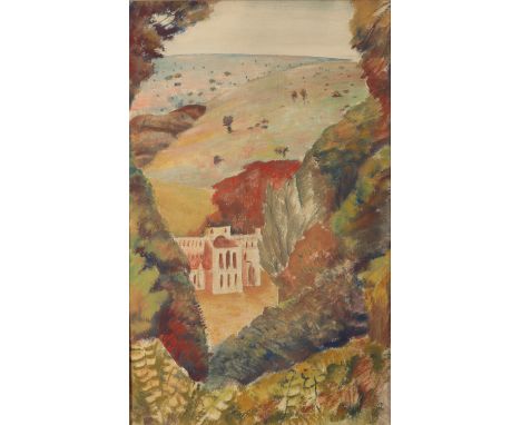 *SUSHILA SINGH (1904-1999) 'Rievaulx Abbey, Yorkshire', from the Terrace signed lower right mixed media on paper, 55cm x 33.5