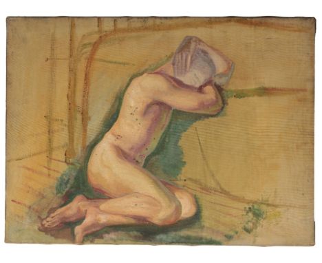 *SUSHILA SINGH (1904-1999) Nude study of a man with unfinished head, oil on canvas, 57cm x 76cm; together with a portrait of 