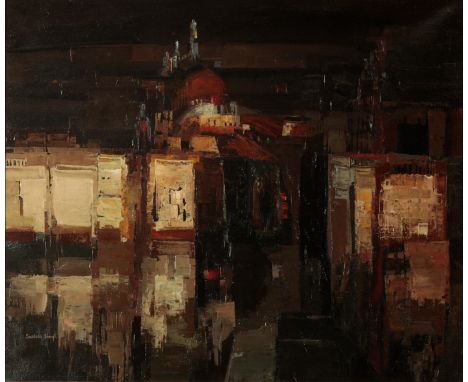 *SUSHILA SINGH (1904-1999) 'Illuminations in Venice' signed lower left, oil on canvas, 75cm x 90cmProvenance: The Collection 