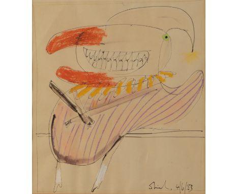 *ANTHONY (TONY) 'DOC' SHIELS (B. 1938) 'Mr Punch' signed and dated 4/6/83 lower right, mixed media on paper, 45cm x 40cmAntho