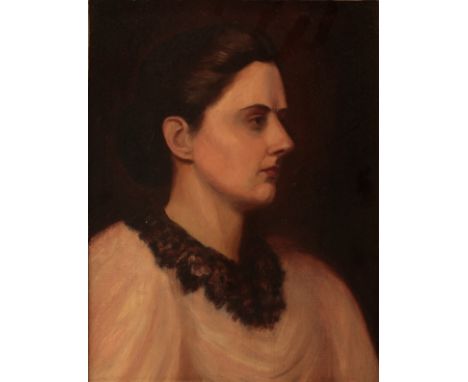 *ARTHUR HENRY ANDREWS (1906-1966) A profile portrait of a lady head and shoulders, oil on canvas, 39cm x 30cmProvenance: The 