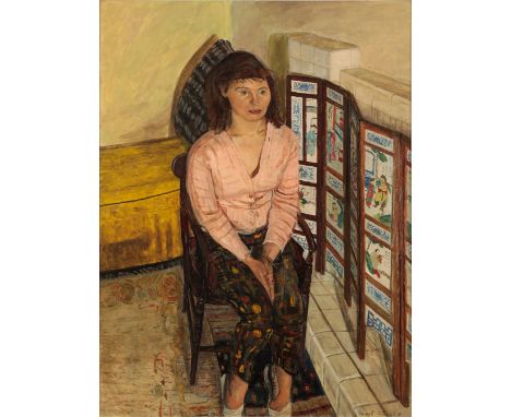 *CAREL WEIGHT CH, CBE, RA (1908-1997) 'Jane II' full-length portrait of a woman seated in an interior, signed lower right, oi