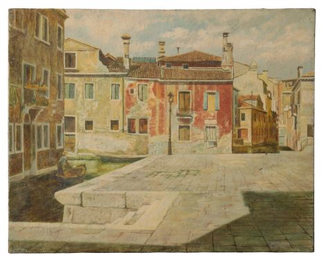 *ARTHUR HENRY ANDREWS (1906-1966) Venetian scene signed lower right, oil on canvas, 41cm x 51cm; together with a view of a pa