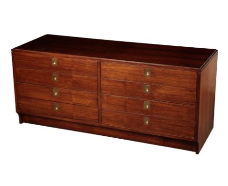 ARCHIE SHINE DESIGN FOR HEAL FURNITURE: A ROSEWOOD LOW CHEST OF DRAWERS the rectangular top above eight short drawers each wi