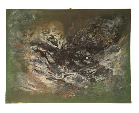 *WOJCECH DLUGOSZ (1924-2000) 'Initiation' abstract composition, monogrammed and dated 1959 lower left, signed and titled vers