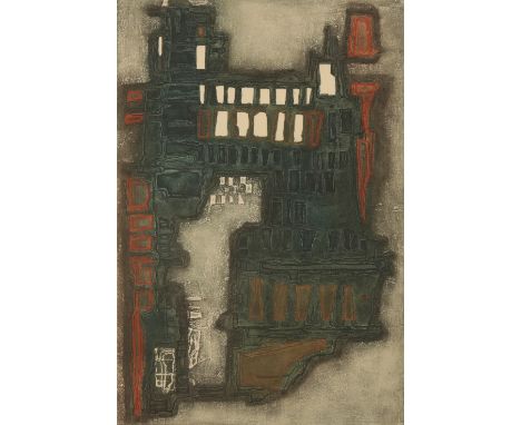 *SUZANNE RUNACHER (1912-?) 'Forteresse' signed, titled and numbered 80/135 in ink to the margin, lithograph, the image 69cm x