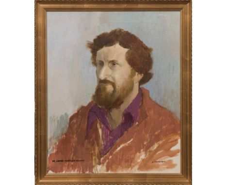 RON STENBERG (NEW ZEALAND b.1919), 
PORTRAIT OF JAMES MORRISON
oil on canvas, signed 
55cm x 45cm 
Framed 
