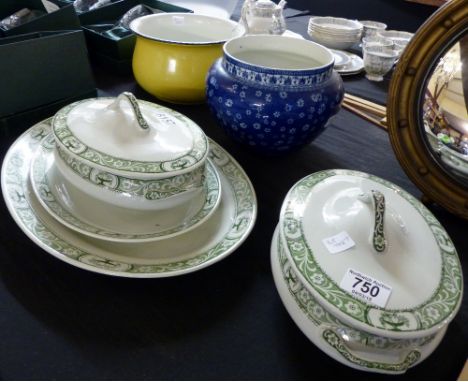 Shelley Loisello ware blue planter, four pieces of Chic Bakewell Brothers dinnerware etc