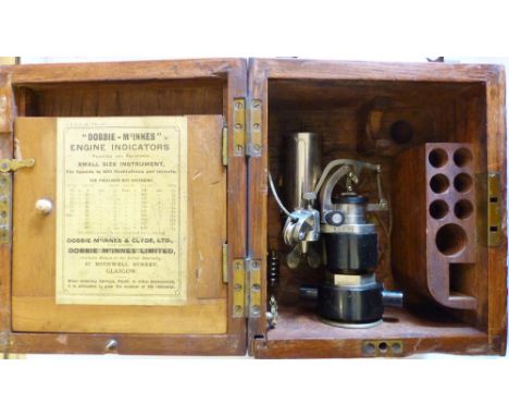 Wooden cased Dobbie & McInnes engine indicator