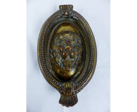 Brass lion head door knocker