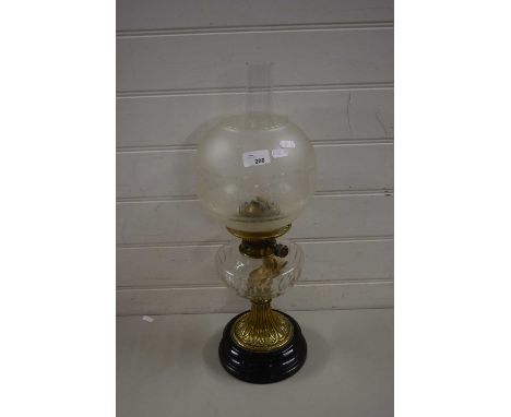 VICTORIAN OIL LAMP WITH BRASS BASE