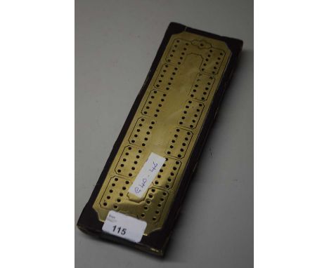 CRIBBAGE COUNTER MARKED OUT IN BRASS ON WOODEN FRAME