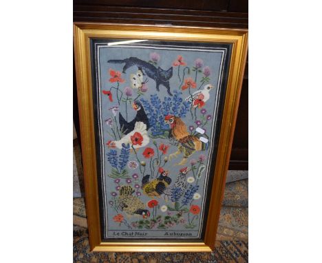 MODERN TAPESTRY LE CHAT NOIR, GILT FRAMED AND GLAZED