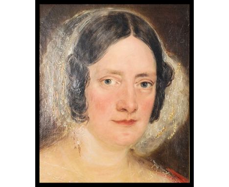A 19th century possible Georgian / Victorian oil on canvas painting - portrait study of a lady signed to verso Spindler