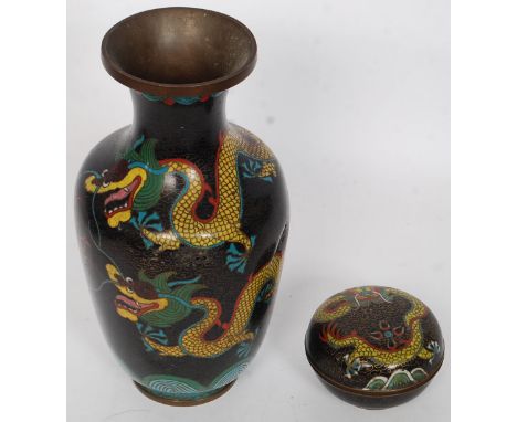 A Chinese cloisonné 'dragon' vase in the manner of Lao Tian, Late Qing Dynasty (1644-1922). Of tapered ovoid form, extending 