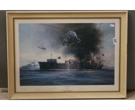 Robert Taylor Limited Edition Signed Print titled ' Sea King Rescue '  depciting HRH Prince Andrew and crew picking up pickin