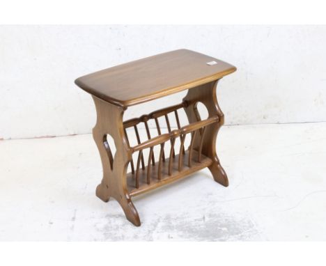 Ercol ' Windsor ' Elm Magazine Rack Table with labels to base, 55cm long x 51cm high 