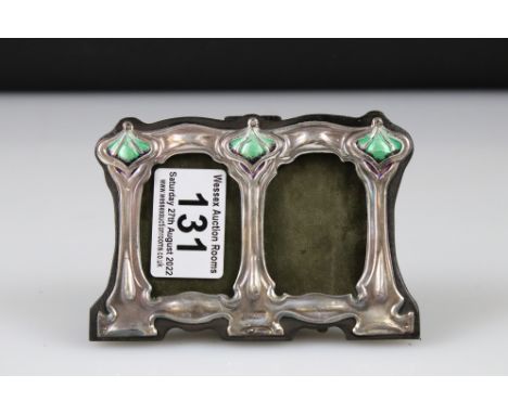 Silver and enamel set picture frame in the Art Nouveau style 