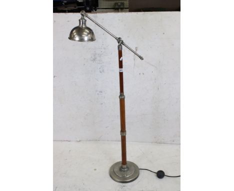 Edwardian style Chrome and Wooden Adjustable Standard Reading Lamp 
