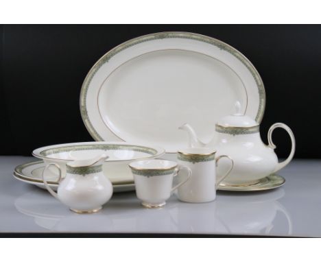 Royal Doulton ' Isabella ' Tea and Dinner ware comprising Lidden Tureen, 3 Oval Serving Plates, Oval open tureen, gravy boat 