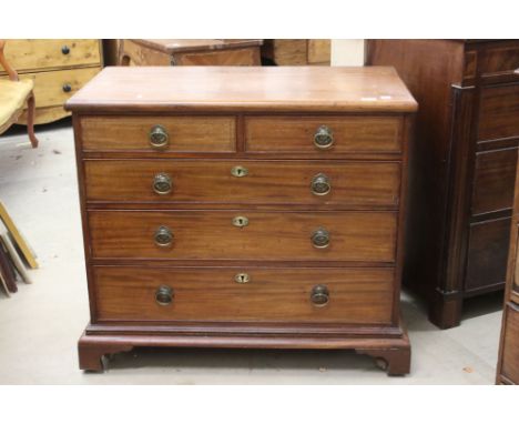 19th century Mahogany Inlaid Chest of Two Short and Three Long Drawers drawers, two short and three long drawers, raised on b