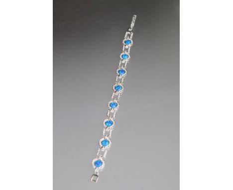 Silver, CZ and opal line bracelet 