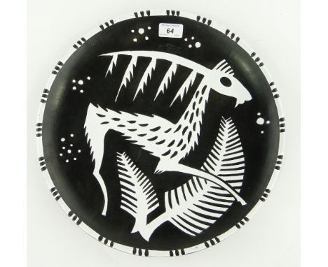 Azengruber model 97M ceramic wall plate 
designed 1951, with impressed mark, 15".