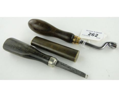 A Sykes patent double ended shot flask,
a Hawksley screwdriver and a nipple wrench, (3).