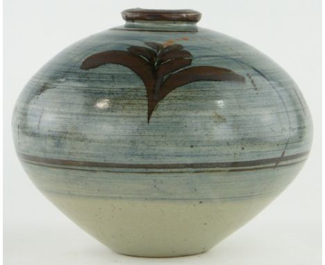 A large David Leach Lowerdown Pottery vase
with foliate decoration, with impressed mark, height 10".