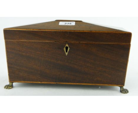 A 19th century mahogany sarcophagus tea caddy,
length 11.5".