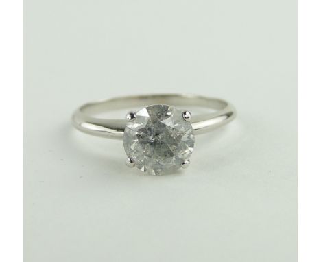 A solitaire diamond ring,
approx. 1.6cts, 14ct white gold settings, size M.