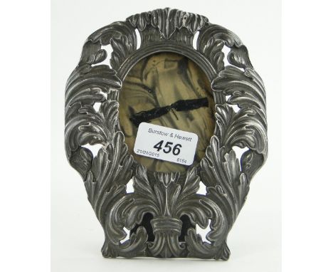 A 19th century continental silver photo frame,
with chased acanthus decorated surround, indistinct continental marks, height 