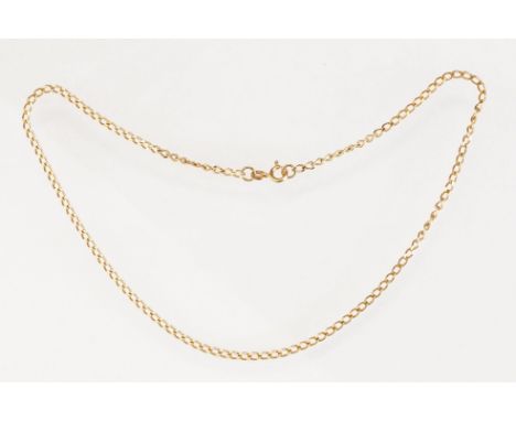 9ct yellow gold flat curb link necklace, bolt ring clasp, length approx 40cm 