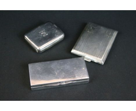 Late Victorian silver triple stamp case of plain polished rectangular form, gilt interior, Chester 1899 - Cohen &amp; Charles