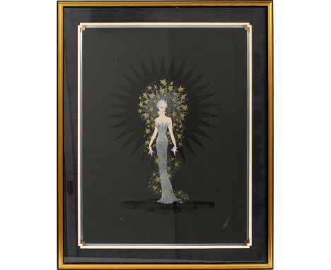 ERTE [FRENCH, 1892-1990], SILKSCREEN, H 33", W  24", "STARSTRUCK":  Serigraph with hot stamping;  pencil signed; #160/300; fr