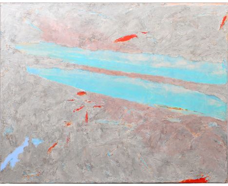 HERB JACKSON [AMERICAN, B. 1945], OIL ON CANVAS,  1983, H 42", W 54", "PEARL DANIO":  Signed,  dated and titled on verso; unf