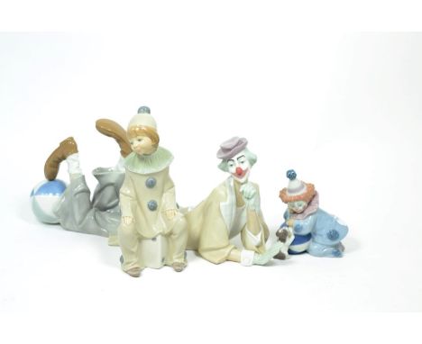 Three Lladro china clown/Pierrot figures 