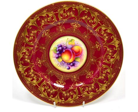 A Royal Worcester fruit study cabinet plate, signed C Hughes 