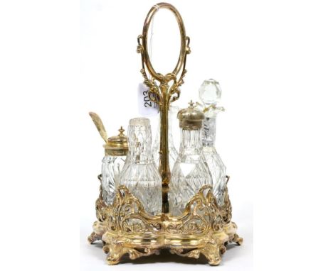 A silver five piece cruet stand, Sheffield 1863 by Henry Wilkinson & Co.