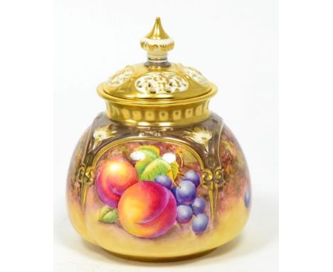 A Royal Worcester pot pourri vase and cover decorated with fruit, by S Drysdale 