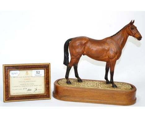 Royal Worcester model of  'Arkle' modelled by Doris Lindner, no 479 of 500 together with wooden base and framed certificate