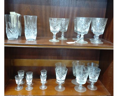 Five white wine, six red wine and six matching sherry glasses and four glass tumblers (15)