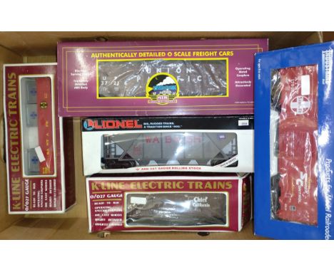 American O gauge Boxcars by K-Line, MTH and Lionel in boxes. (5) 