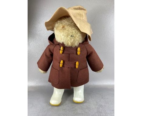 vintage toys,Gabrielle Paddington bear wearing coat hat and white wellingtons approximately 45cm high