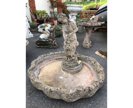 Large garden trough with figure and fountain diameter 91cm