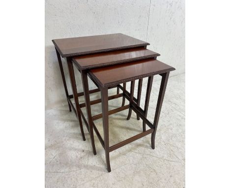 Vintage furniture, a nest of 3 mahogany occasional tables, approximately 45 x 32 x 53cm