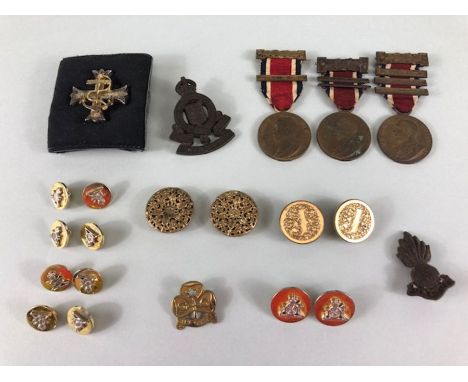 military interest , collection of medals badges and buttons, to include royal Navy Chaplains badge WW2 Royal Army Ordinance E